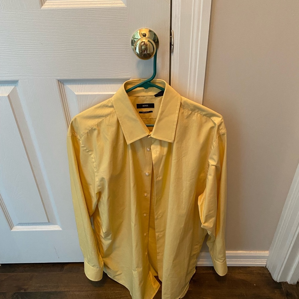 Hugo Boss Bright Yellow Men's Dress Shirt